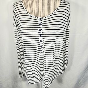 Splendid White & Black Striped Tab Sleeve 100% Modal Top Size Medium Made in USA